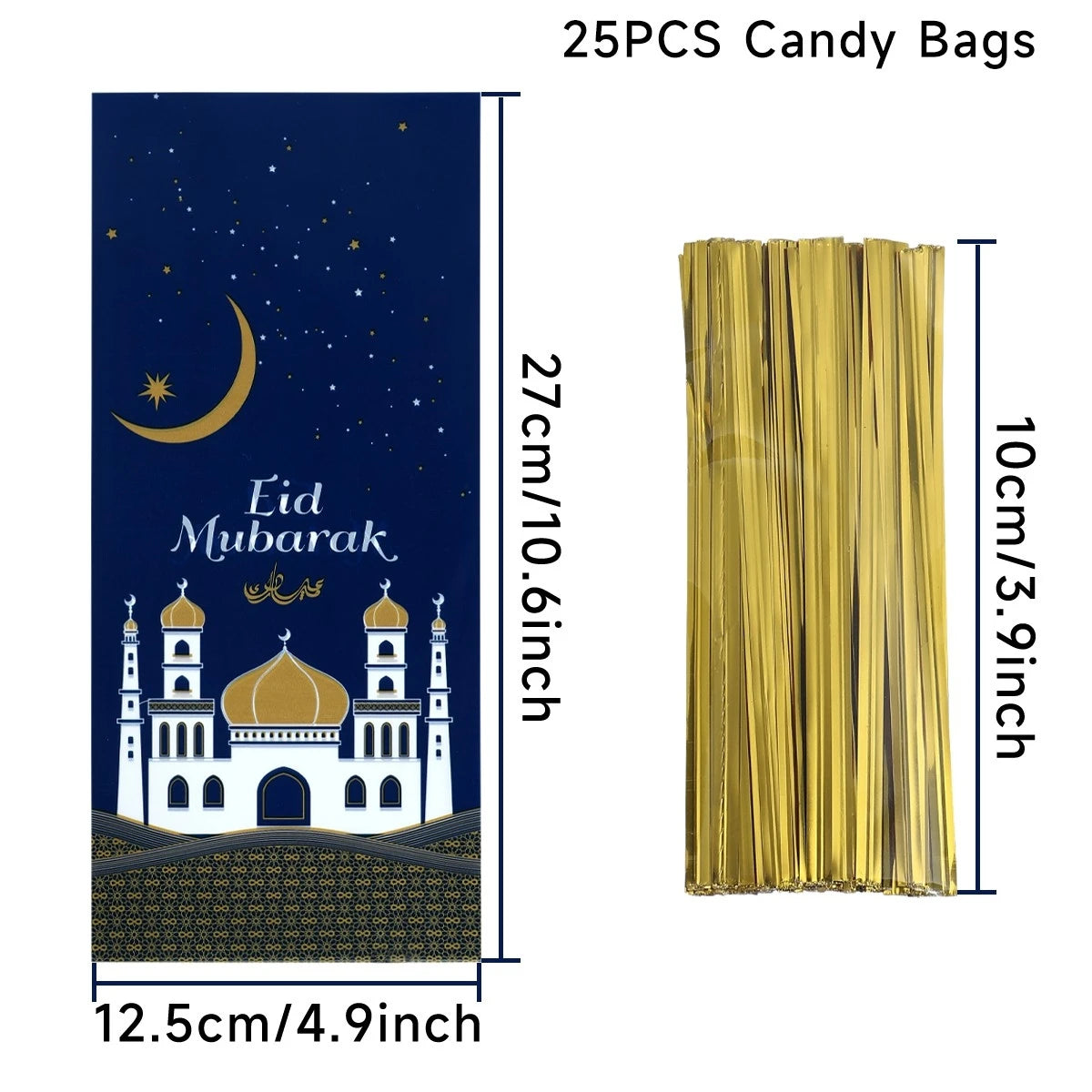 50/25 stück Eid Mubarak Geschenk tüten Plastiktüten für Süßigkeiten