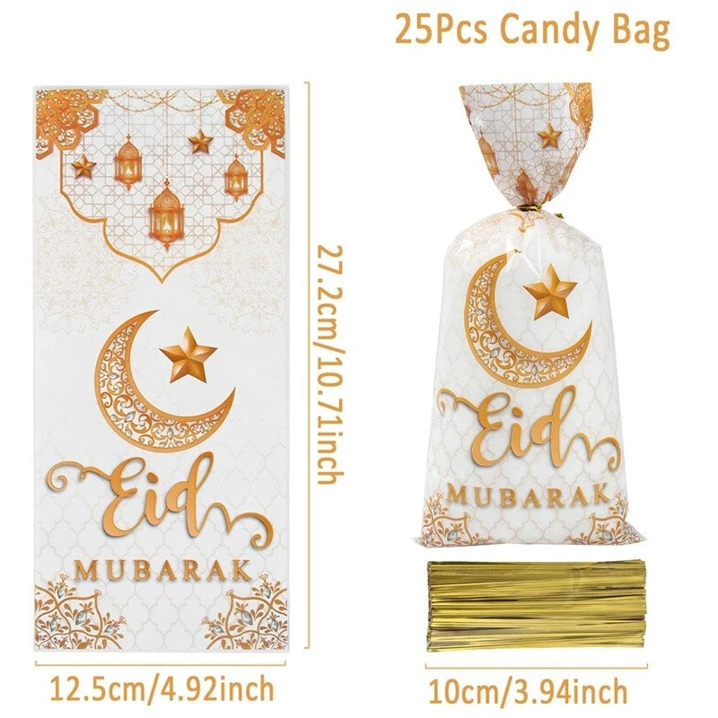 50/25 stück Eid Mubarak Geschenk tüten Plastiktüten für Süßigkeiten