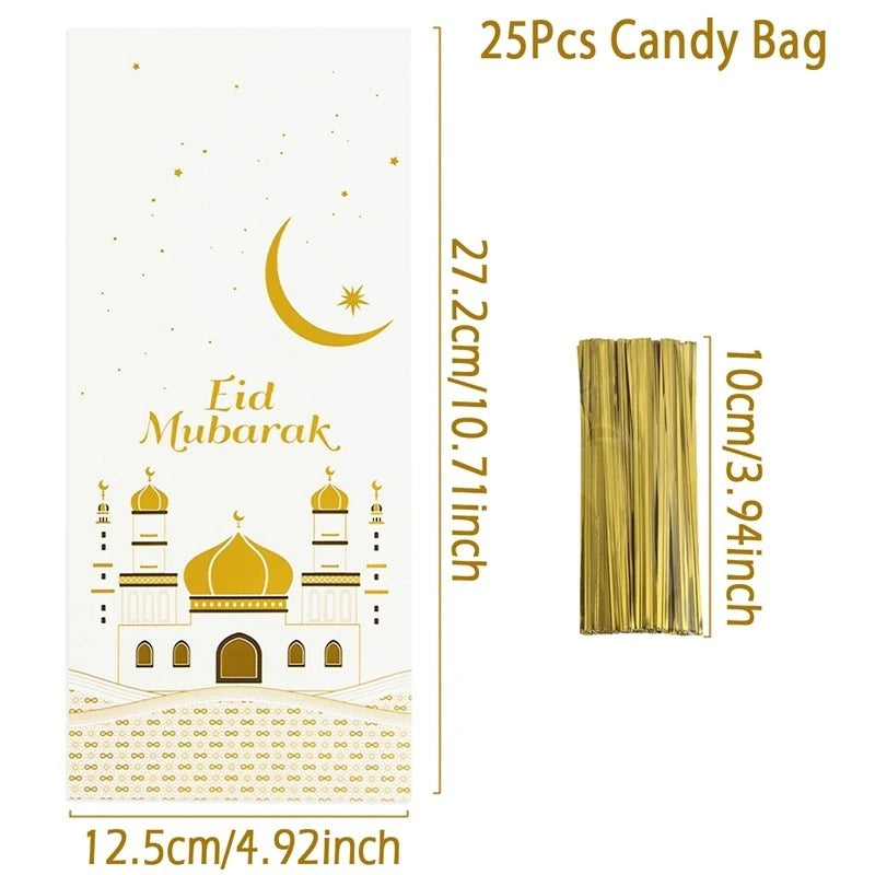 50/25 stück Eid Mubarak Geschenk tüten Plastiktüten für Süßigkeiten