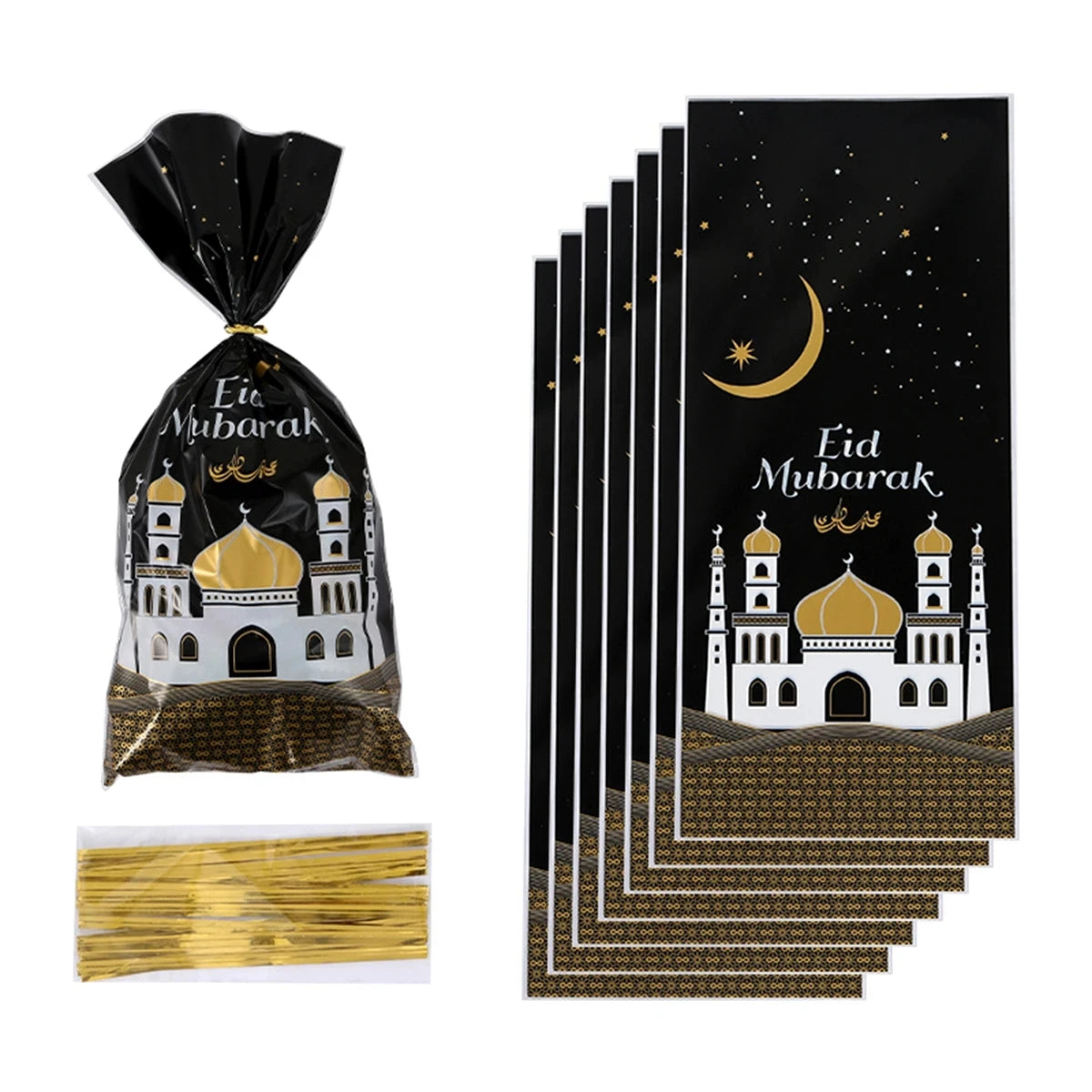 50/25 stück Eid Mubarak Geschenk tüten Plastiktüten für Süßigkeiten