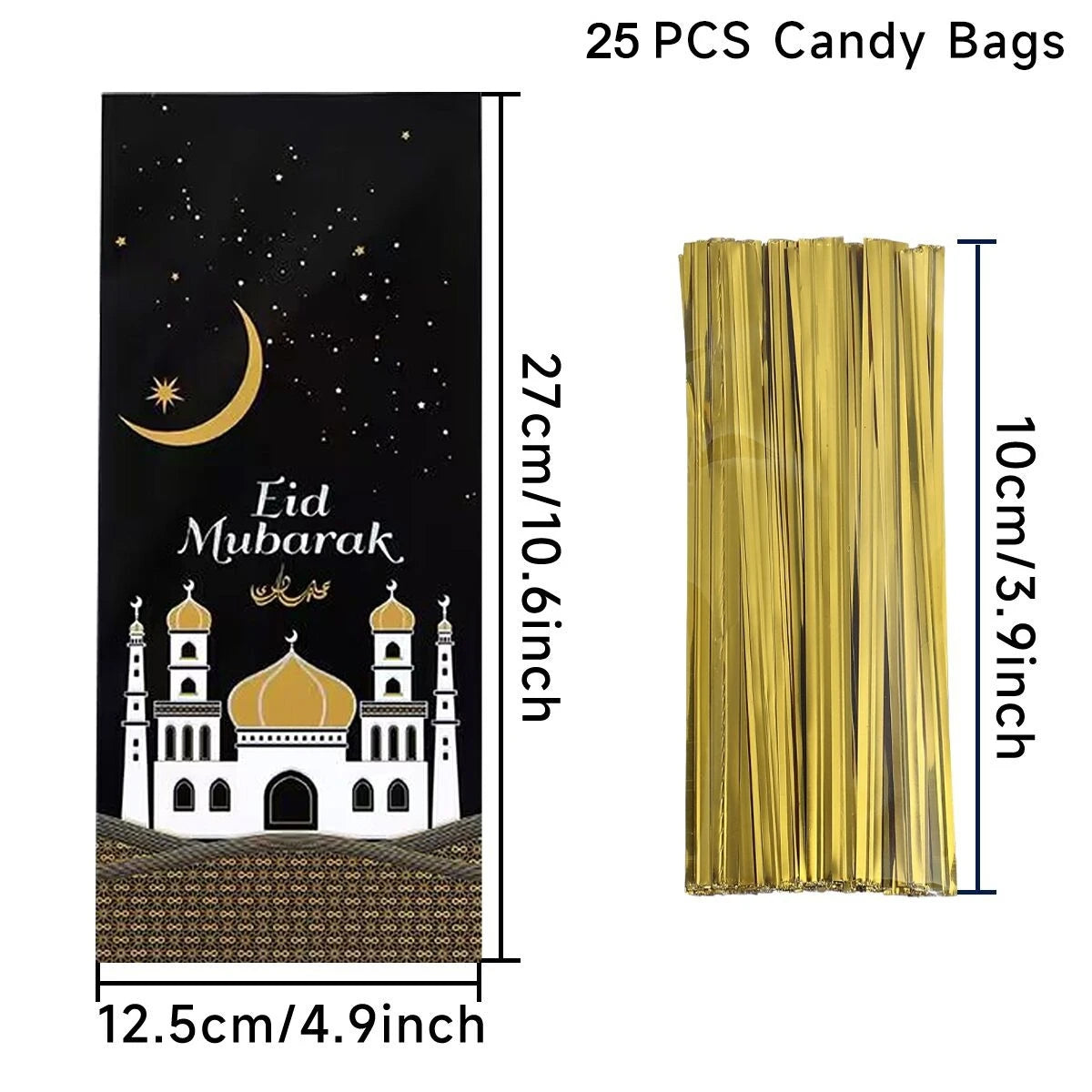 50/25 stück Eid Mubarak Geschenk tüten Plastiktüten für Süßigkeiten