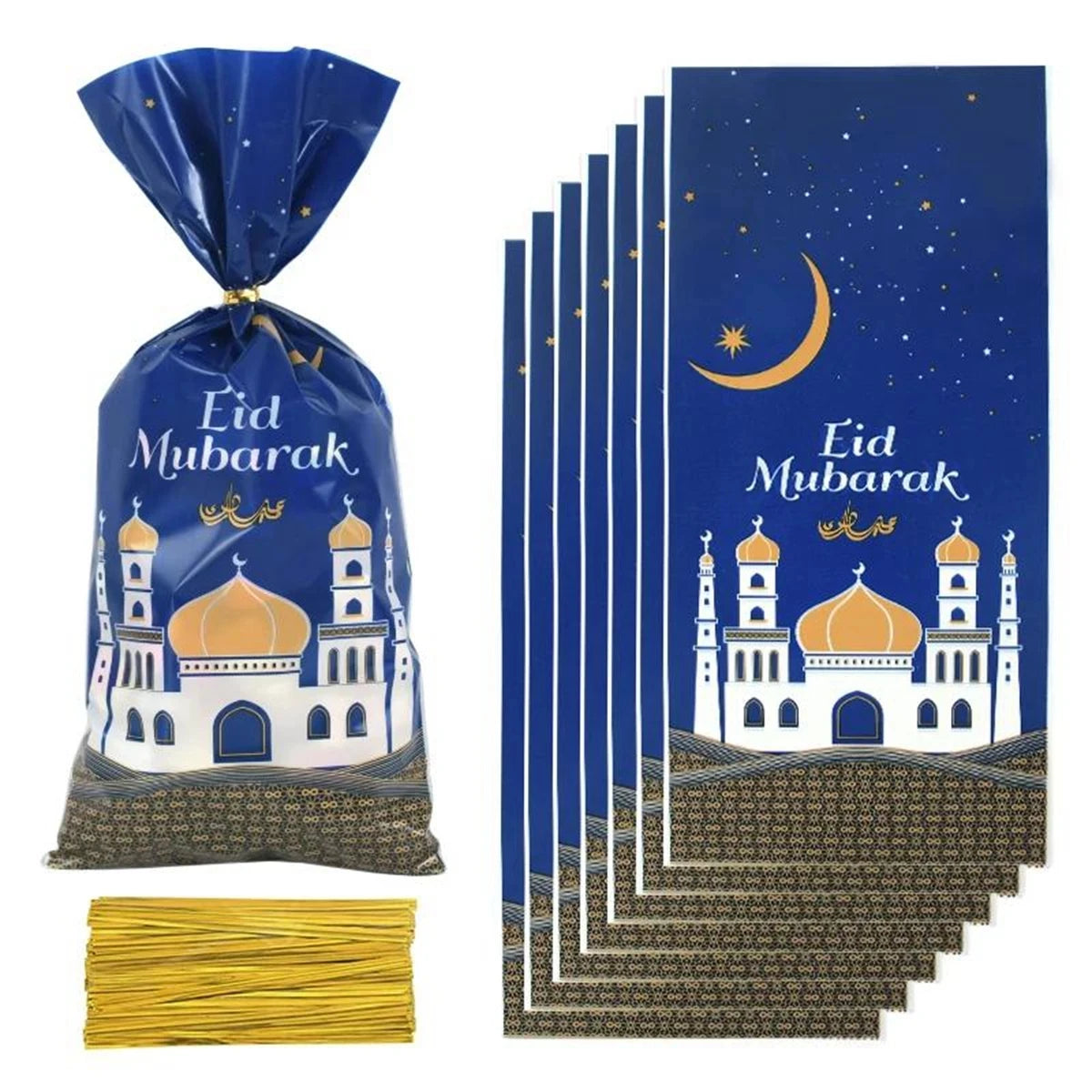 50/25 stück Eid Mubarak Geschenk tüten Plastiktüten für Süßigkeiten