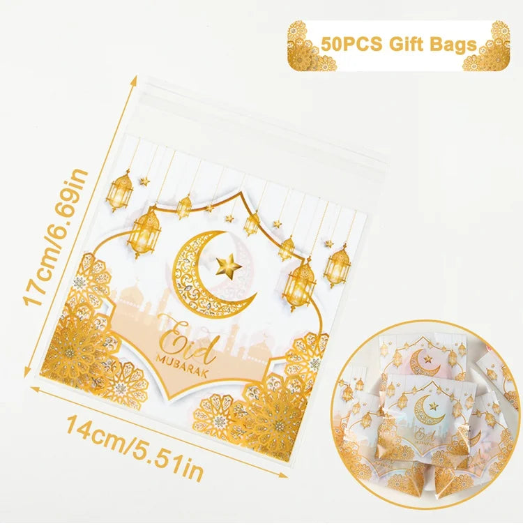 50/25 stück Eid Mubarak Geschenk tüten Plastiktüten für Süßigkeiten