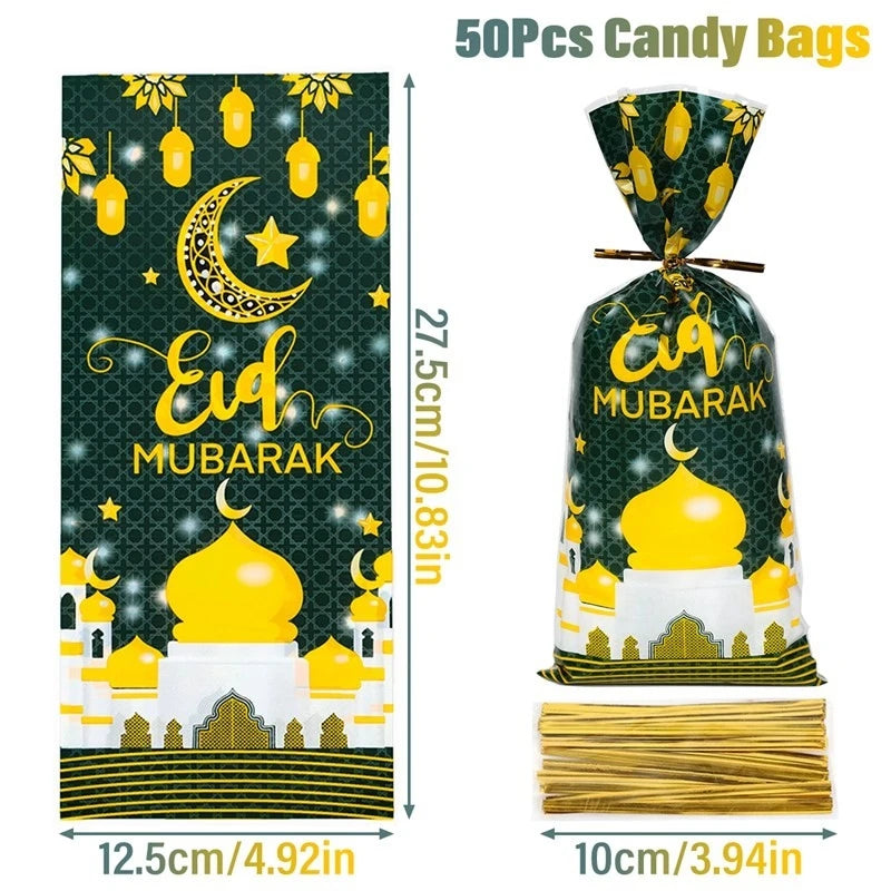 50/25 stück Eid Mubarak Geschenk tüten Plastiktüten für Süßigkeiten